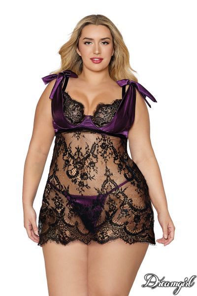 PROMO40-DG12692X - Satin Lace Babydoll