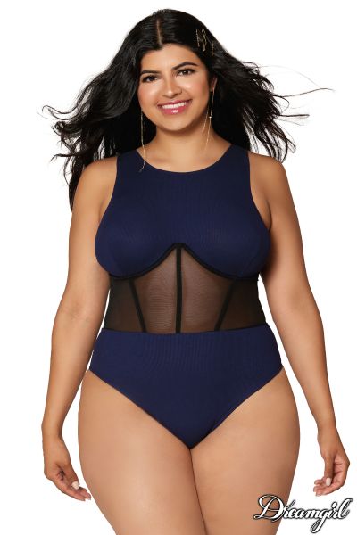 PROMO30-DG12798X - Rib Corset Teddy