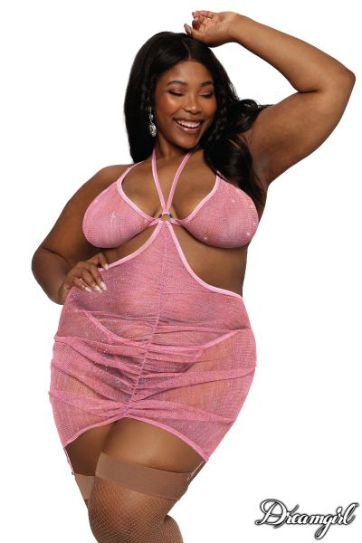 DG12993X - Ruched Glitter Garter Slip-PROMO30