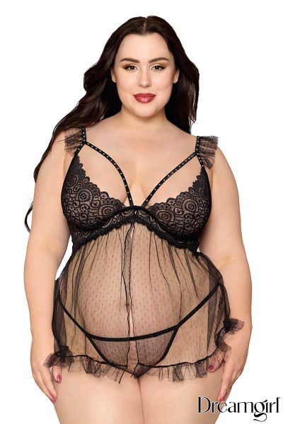 DG13694X - Dot Mesh Babydoll