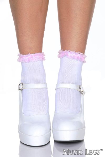 ML519 - Ruffle Trim Cotton Ankle Hi