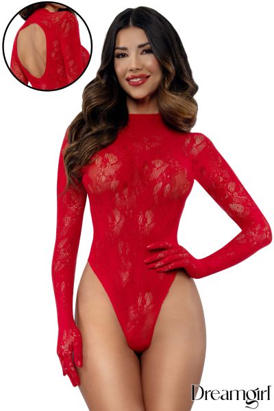 DG14442 - Long-Sleeve Lace Teddy