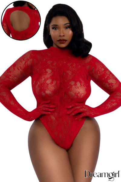 DG14442X - Long-Sleeve Lace Teddy
