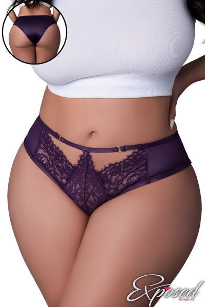 EXP452X - Lace & Wet Look Boyshort