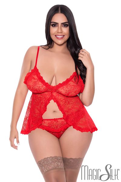 EXM307X - Lace Babydoll & Open Panty