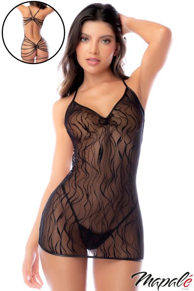 MA7635 - Wet look Back & LaceChemise