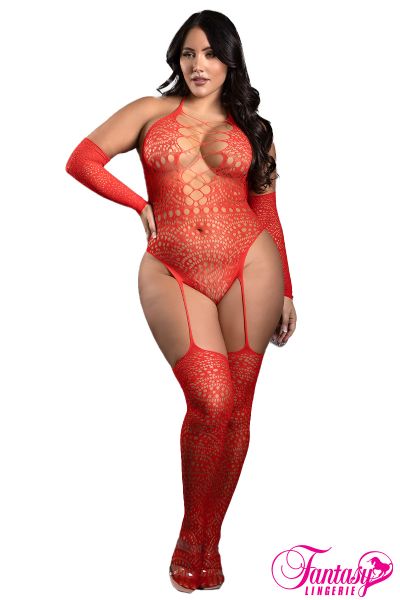 FASF1004X - Teddy Bodystocking & Gloves