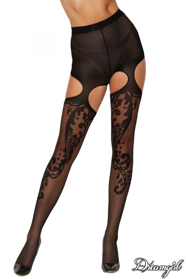 DG0438 - Jacquard Suspender Pantyhose