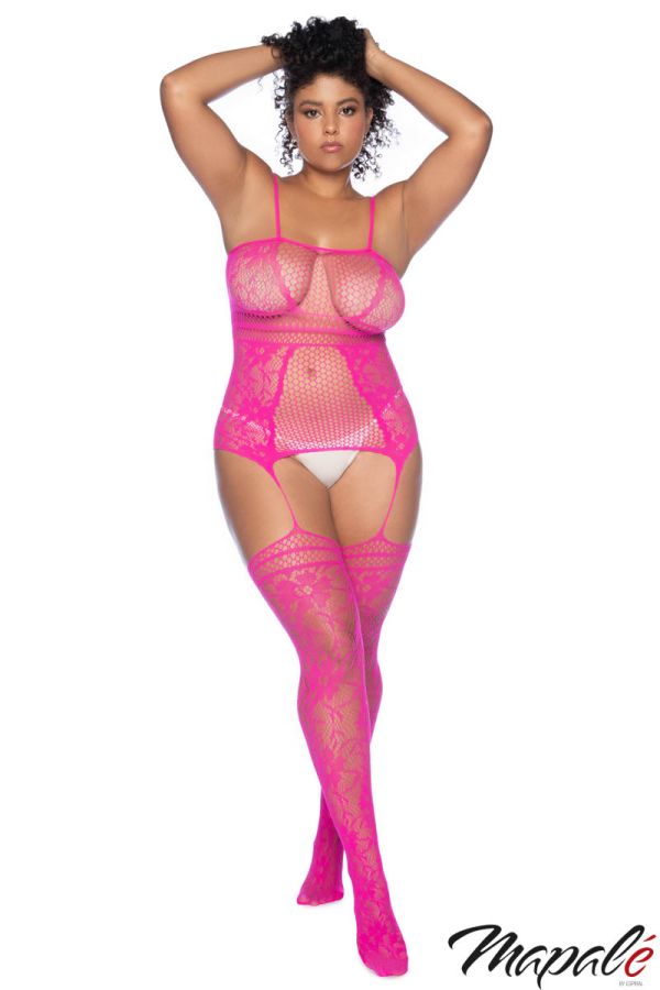 MA1105 - Lace & Fishnet Garter Dress