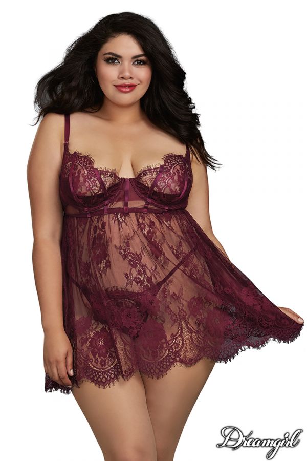 PROMO40-DG11807X - Eyelash Lace Babydoll