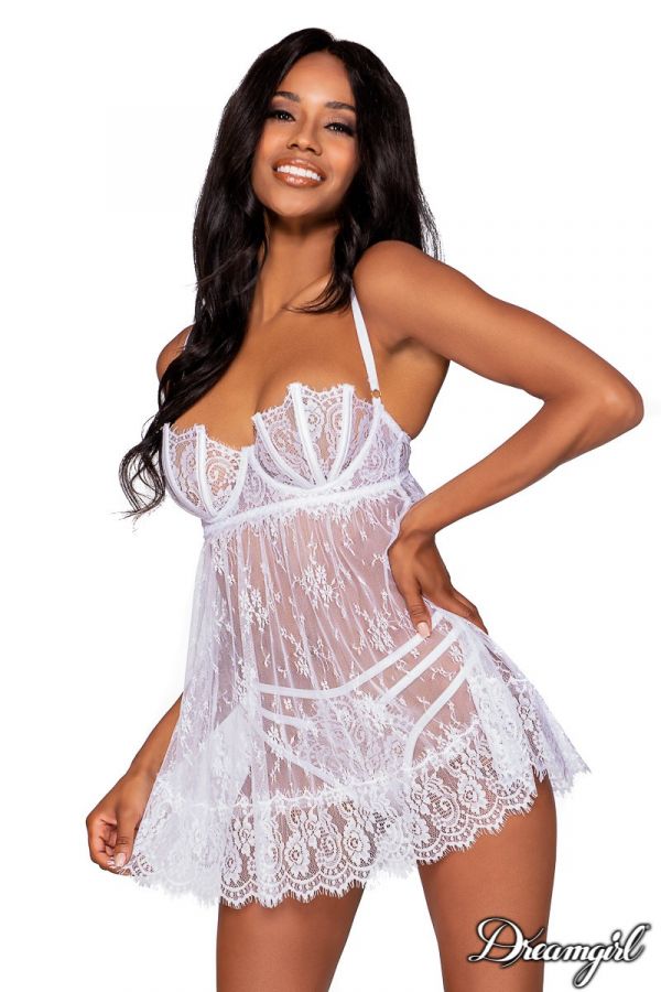 DG12186 - Eyelash Lace Babydoll