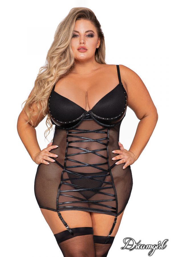 DG12424 - Lace-Up Garter Slip