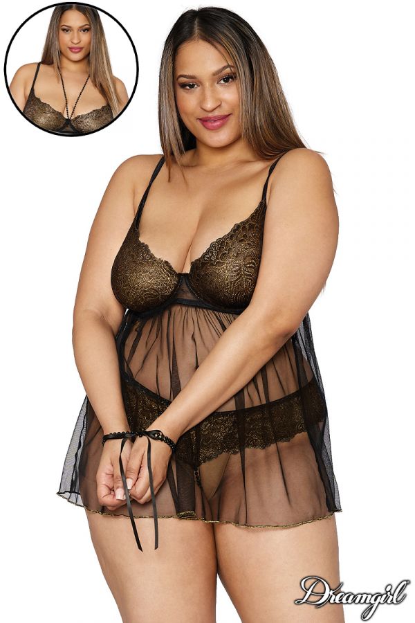 DG12666 - Metallic Pearl Babydoll