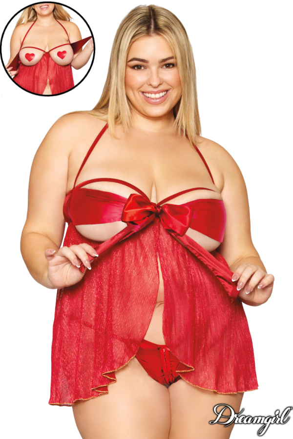 DG13088 - Open Bust Bow Babydoll