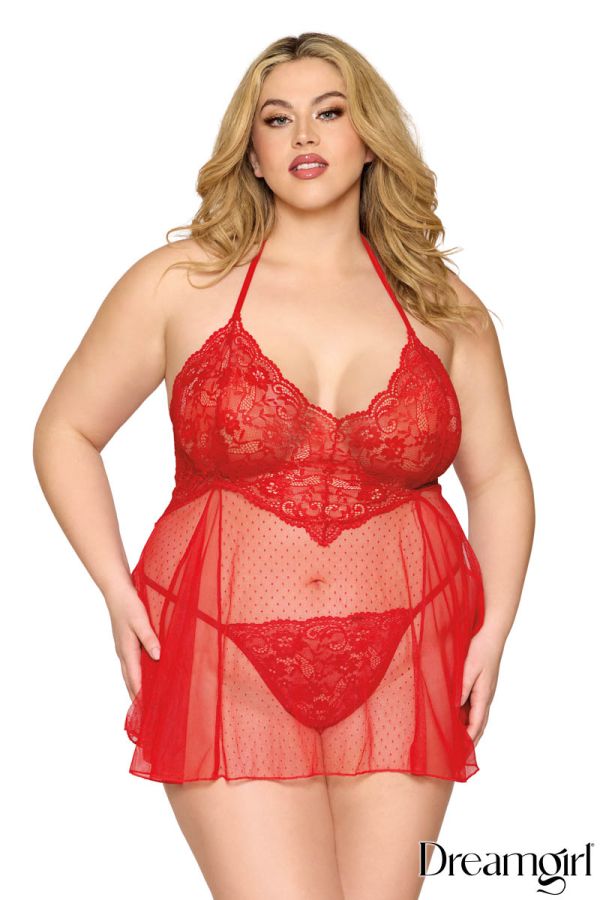 DG13524 - Dot Mesh Babydoll