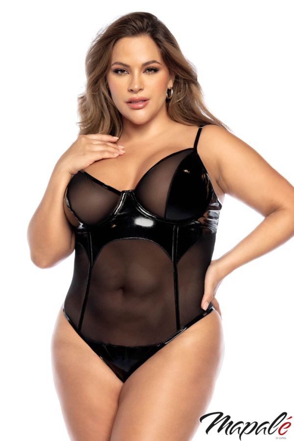 MA2732X - Wet Look Sheer Teddy