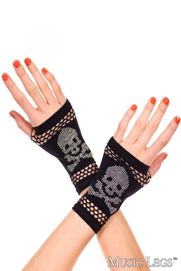 ML425 - Fishnet Skull Gloves