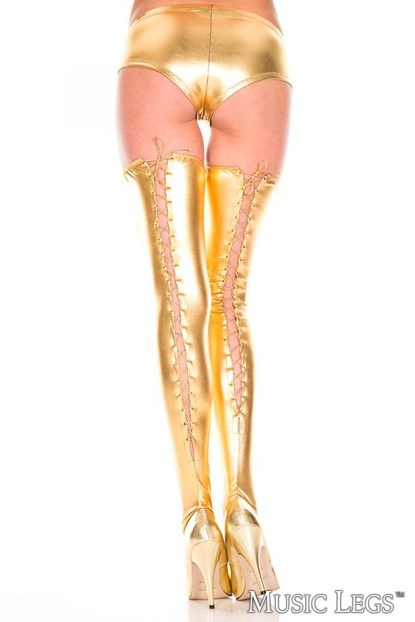 ML4888 - Lace-up Wet Look Thigh Hi