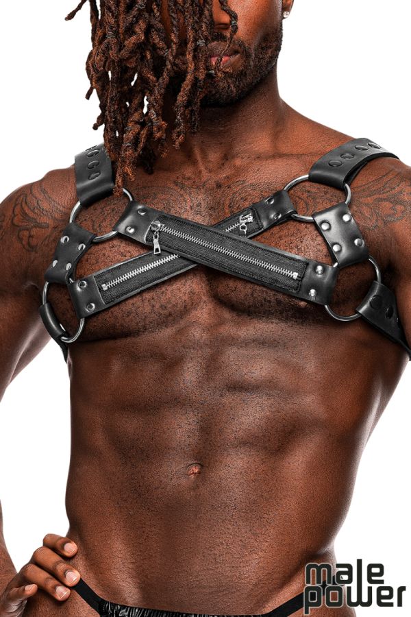 MP594-266 - PU Leather Chest Zipper Harness