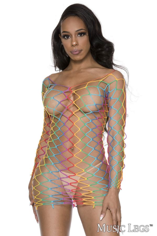 ML60116 - Big Net Long Sleeve Dress