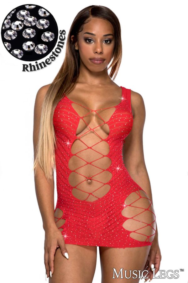 ML60120 - Multi Net Rhinestone Dress