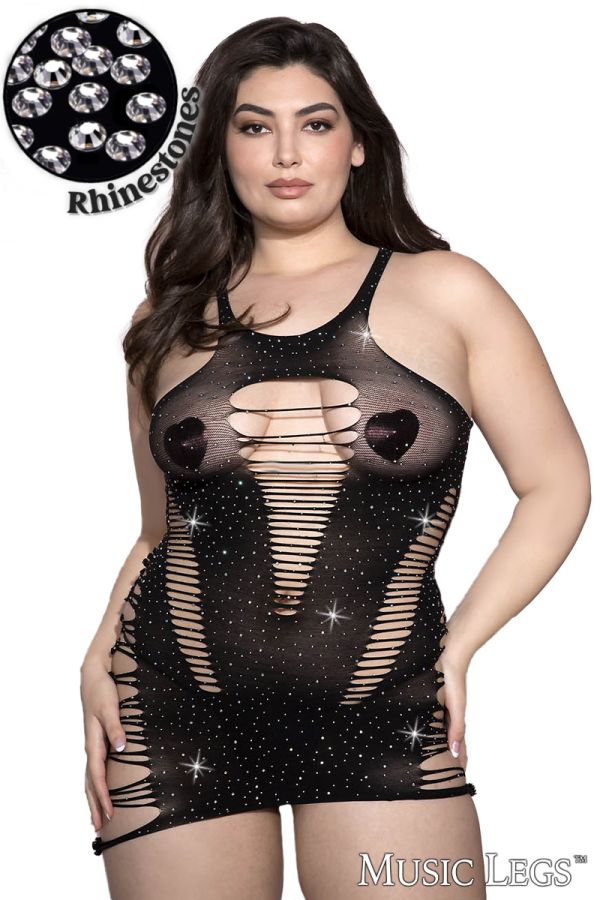 ML60124Q - Strappy Rhinestone Chemise