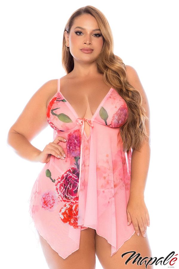 MA7607X - Rose Print Babydoll