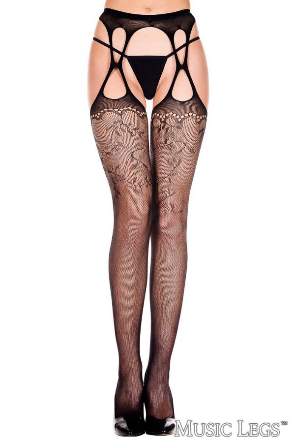 ML911 - LACE & NET SUSPENDER PANTYHOSE