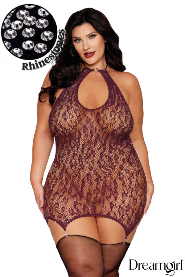 DG13673 - Rhinestone Leopard Chemise
