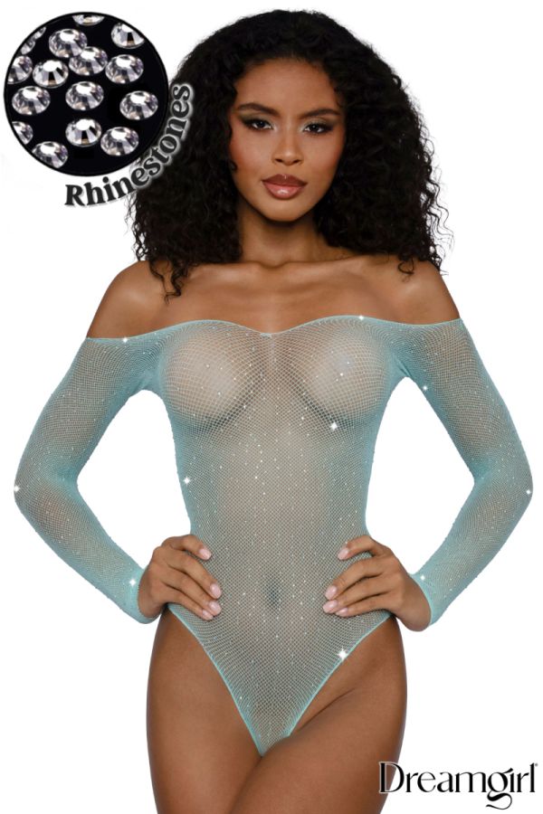 DG14310 - Rhinestone Fishnet Teddy
