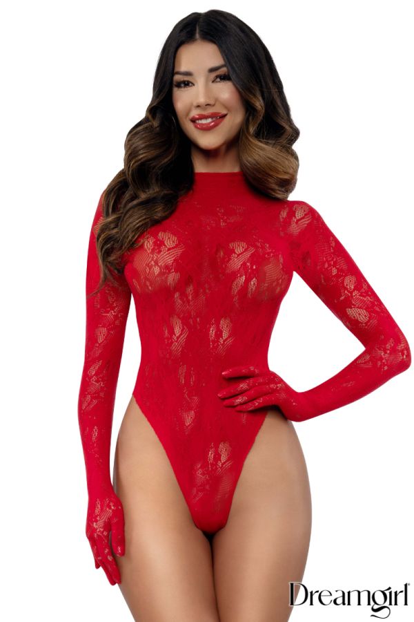 DG14442 - Long-Sleeve Lace Teddy