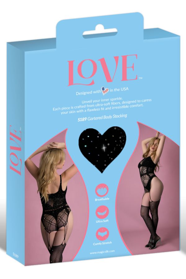 EXS189-blue - Rhinestone Bodystocking