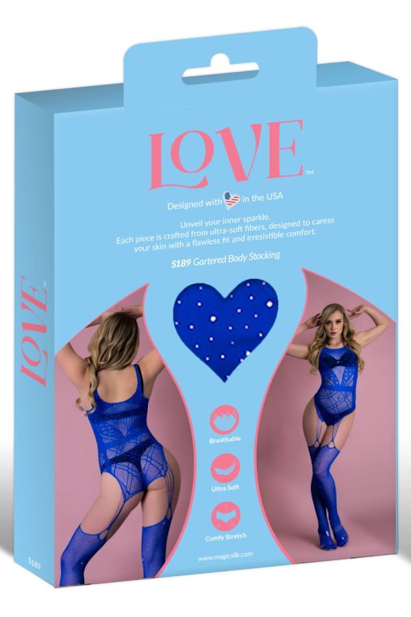 EXS189-blue - Rhinestone Bodystocking