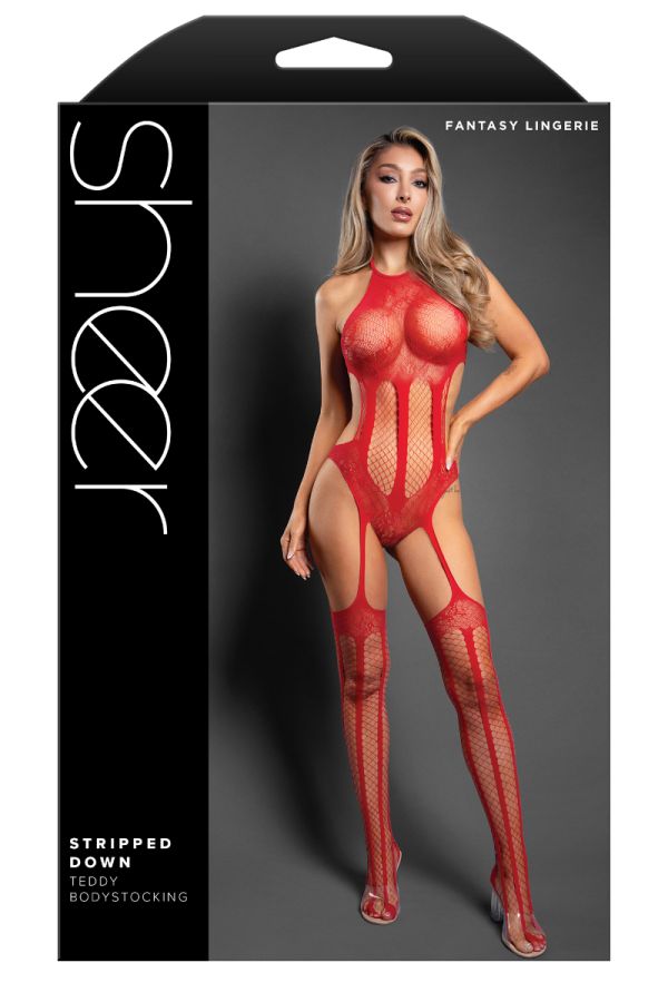 FASF1011 - Striped Teddy-Bodystocking