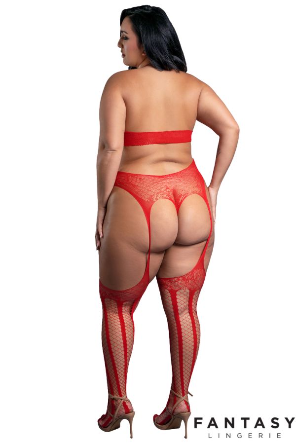 FASF1011X - Striped Teddy-Bodystocking