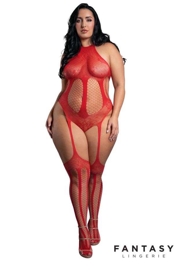 FASF1011X - Striped Teddy-Bodystocking