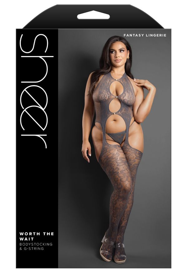FASF986X - Floral Bodystocking & G-String