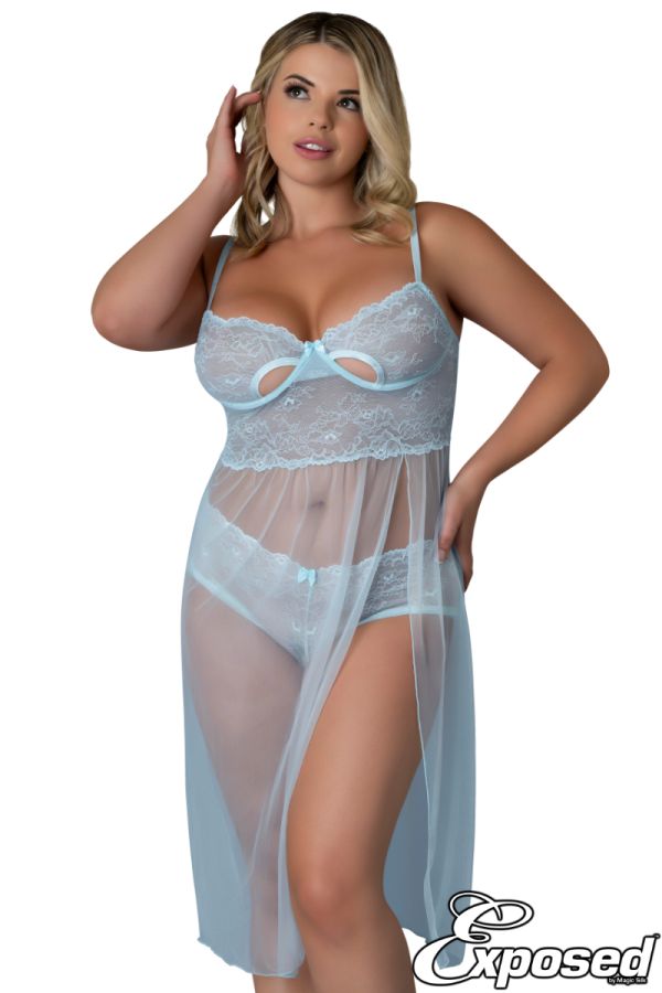 EXM415X - Dot Mesh Gown
