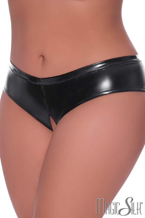 EXP409X - Wet Look Open Crotch Panty