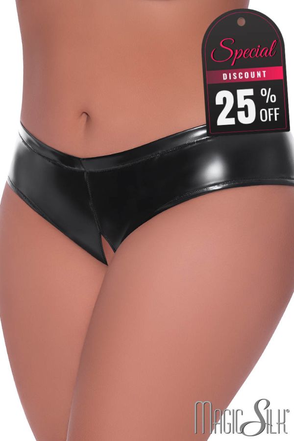 EXP409 - Wet Look Open Crotch Panty