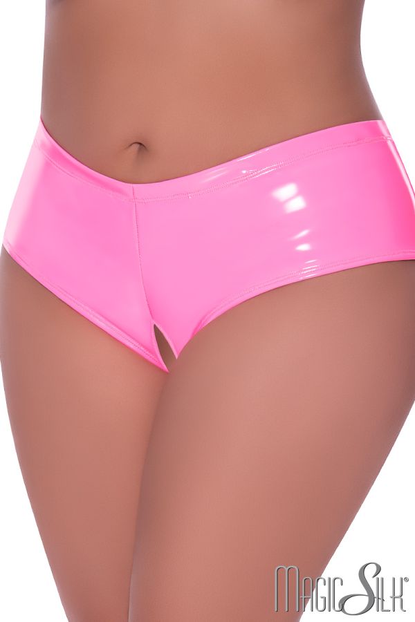 EXP409X - Wet Look Open Crotch Panty