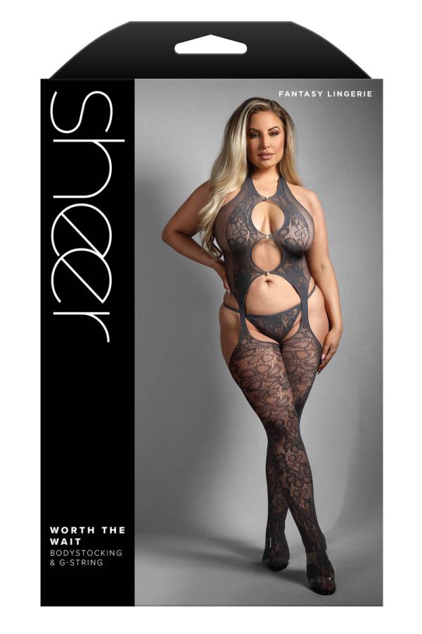 FASF986 - Floral Net Bodystocking