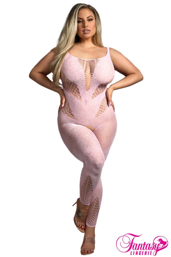 FASF987X - Floral Net Bodystocking