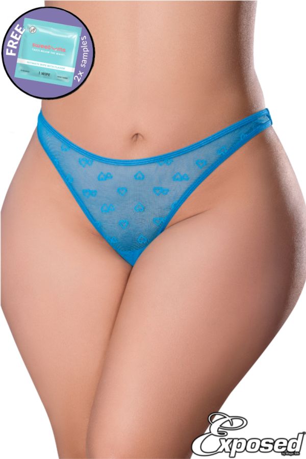 MSW422X – Heart Mesh Thong & Wipes